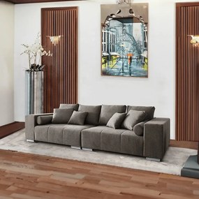 Canapea extensibilă dumonde cu ladă de depozitare si sezut confortabil din spuma high-density, Marbela Enjoy Kaki XXL 295x100 cm