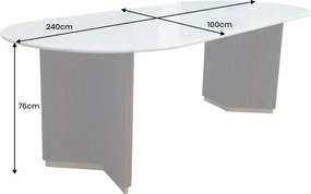 Masa ovala GATSBY 240cm lemn de mango, blat marmura alba