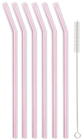 Set 6 paie din sticlă Vialli Design, lungime 23 cm, roz