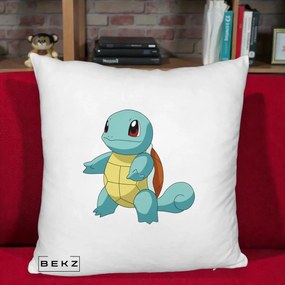 Perna Personalizata Squirtle Pokemon, 40x40 cm, Alb Pufos, Husa Detasabila, Perna Inclusa, BEKZ®