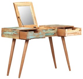 vidaXL Masă de toaletă cu oglindă, 112x45x76 cm, lemn masiv reciclat