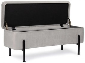 Bancheta cu spatiu pentru depozitare gri/negru din catifea si metal, 110 cm, Irina Bizzotto