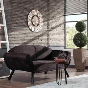 Canapea extensibila 2 locuri living 205X80 cm – stofa &amp; metal, gri – Genzo