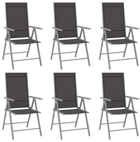 3070636 vidaXL Set mobilier de grădină, 7 piese, argintiu și negru, aluminiu