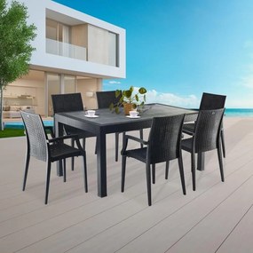Set mobilier de grădină, 7 piese, Avenberg SAONA - Negru