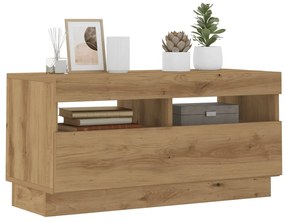 vidaXL Dulap TV lumini LED stejar artizanal 80x35x40 cm lemn prelucrat