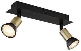 Aplica de perete / tavan 2L design modern Drew negru, auriu