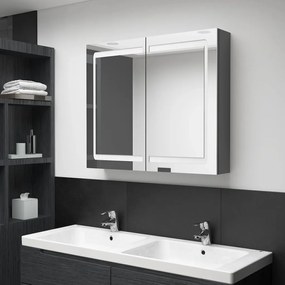 326513 vidaXL Dulap de baie cu oglindă și LED, gri, 80x12x68 cm