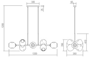 Lustră pe cablu PIERCE 6xE27/42W/230V auriu Redo 01-2619