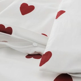 Lenjerie de pat din bumbac HEARTIS RED albă Dimensiune lenjerie de pat: 70 x 80 cm | 140 x 200 cm