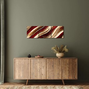 Tablou - Aur - textură albă (cu ceas) (90x30 cm)