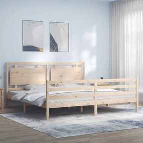 3194071 vidaXL Cadru pat cu tăblie 200x200 cm, lemn masiv de pin