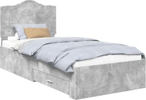 vidaXL Cadru de pat cu sertar Gri din beton 70 x 190 cm Lemn compozit