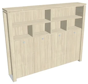 Dulap înalt pentru haine Verno+ 260 x 46 x 210 cm, cu rafturi, salcâm