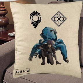 Perna Personalizata Ghost in the Shell Motoko si Tachikoma, 40x40 cm, Bej, Husa Detasabila, Perna Inclusa, BEKZ®