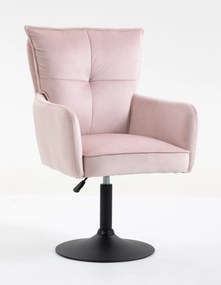 HR250N Scaun Catifea Roz Pudra Bază Neagră