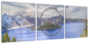 Tablou lacul montan (cu ceas) (90x30 cm)