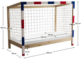 Pat Montessori, natural alb albastru rosu, 90x200, FUTAL