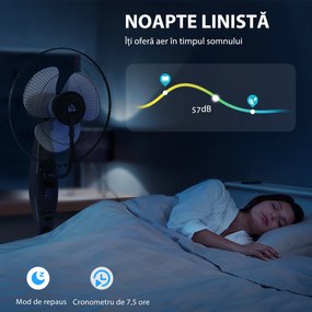 HOMCOM Ventilator cu Nebulizator și Rezervor 3,2L, 3 Moduri și 3 Viteze, Ventilator cu Oscilație 70°, Înclinare 10°, Temporizator 7,5h, Telecomandă, 75W, 120cm | Aosom Romania