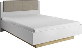 Cadru pat CITY 160x200, alb/stejar grandson, stofa/DTD/metal