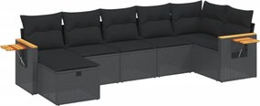 vidaXL Set canapele de grădină cu perne, 7 piese, negru, poliratan
