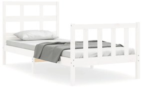 3193002 vidaXL Cadru de pat cu tăblie, alb, 100x200 cm, lemn masiv