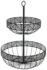 Fructiera FRIZE, metalică, 2 nivele, neagră