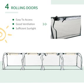 Sera tip tunel Outsunny din otel si folie PVC impermeabila si anti-UV, verde inchis/transparenta 395x100x80cm | Aosom RO