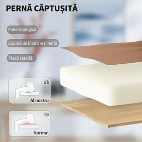 Scaun de birou ergonomic HOMCOM reclinabil 140° cu reposapiede și pernă, scaun de birou din piele ecologică anti-zgârieturi, ușor de curățat, brațe îmbunătățite, pivotant și reglabil pe înălțime, maro | Aosom Romania