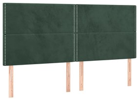 Cadru de pat cu tablie, verde inchis, 200x200 cm, catifea Verde inchis, 200 x 200 cm, Culoare unica si cuie de tapiterie