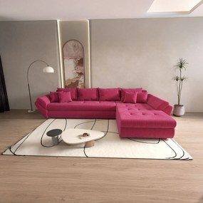 Colțar extensibil dumonde cu ladă de depozitare si sezut confortabil din spuma high-density, Loana XL Zoom Rosu II 335x185 cm