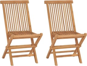 vidaXL Scaune de grădină pliante, 2 buc., lemn masiv de tec