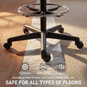 HOMCOM Scaun de birou ergonomic, fotoliu de birou cu suport pentru picioare și cotiere, înălțime reglabilă, 59x58x103-123cm, negru | Aosom Romania