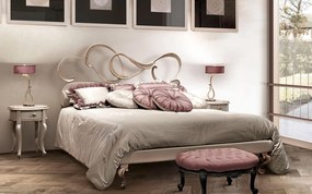 Pat lemn masiv Sandy – cu tablie metalica 160x200 / 180x200 cm - 180x200