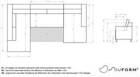 Canapea extensibilă din catifea în formă de „U” cu șezlong pe partea stângă Miuform Stylish Stan, gri deschis