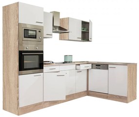 Mobilă de bucătărie Yorki 280 cu corp din stejar Sonoma și față alb satinat