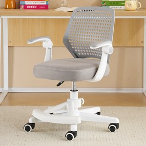 Scaun ergonomic copii, Reglabil pe inaltime, Cotiere rabatabile 2D, Roti blocare automata, baza PP, Gri