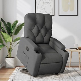 vidaXL Fotoliu rabatabil cu ridicare pe verticală, gri închis, textil