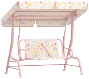 AIYAPLAY Leagăn pentru Copii cu Copertină Reglabilă și Centură de Siguranță, 120x112x75 cm, Roz | Aosom Romania