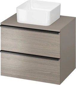 Dulap baza suspendat gri stejar pentru lavoar pe blat Cersanit Virgo 60 cm