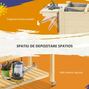 Outsunny Jardiniera din lemn pentru gradina, 123x54x74cm, maro | Aosom Romania
