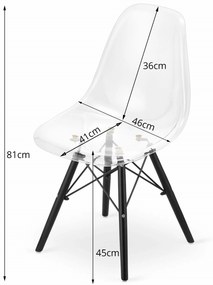 Scaun transparent OSAKA cu picioare negre
