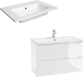 Set dulap baza suspendat Defra Murcia alb cu lavoar compozit Flex 80