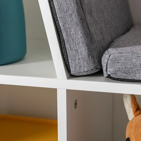 HOMCOM 2 în 1 Raft pentru copii Raft + Bancă cu scaun inclus 103 cm x 30 cm x 62 cm Alb + Gri | Aosom Romania