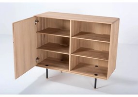 Comodă neagră/în culoare naturală joasă din lemn de stejar 118x100 cm Fina – Gazzda