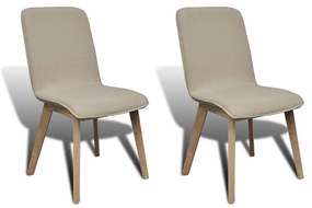 241151 vidaXL Scaune de bucătărie, 2 buc, bej, textil și lemn de stejar masiv