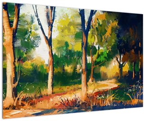 Tablou - Pădure de vară însorită, pictură (90x60 cm)