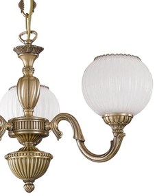 Candelabru clasic design italian din alama, sticla 9250 RA-L. 9250/3