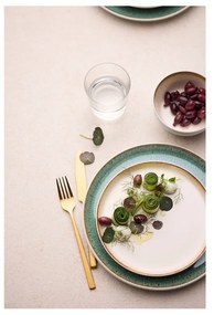 Farfurie albă/verde pentru desert din gresie ø 21 cm Gastro White/Green – Bitz