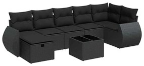 3325611 vidaXL Set mobilier de grădină cu perne, 8 piese, negru, poliratan